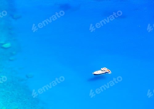 Preview: Motorized Cruiser Boat In The Blue Sea Of Amorgos Island In Greece