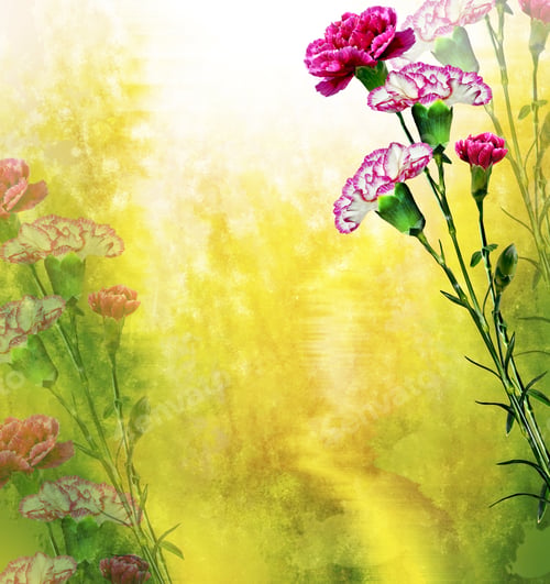 Preview: Holiday Card. Branch Of Beautiful Flowers Carnation
