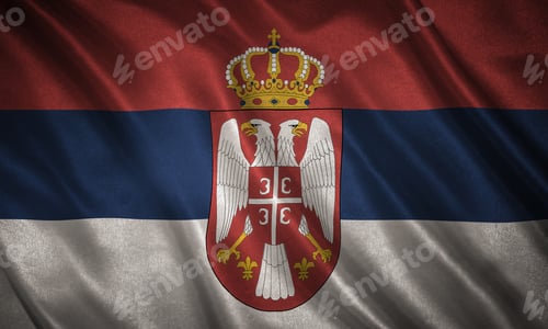 Preview: Flag With Original Proportions. Closeup Of Grunge Flag Of Republic Of Serbia