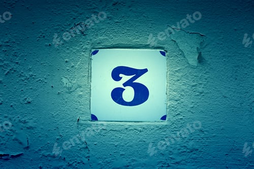 Preview: Number Three Information On A Wall, Detail Of Odd Number, Direction
