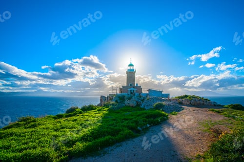 Preview: Very Old Beautiful Stone Made Navy Lighthouse At Heraion Cape Near Perachora Village In Greece