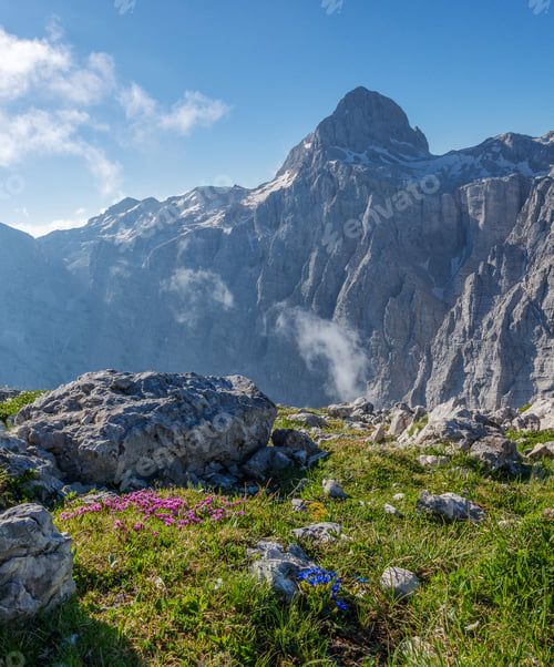 Preview: Beautiful Mountain Landscape Of Julian Alps. Breathtaking Views From The Path To Bovski Gamsovec