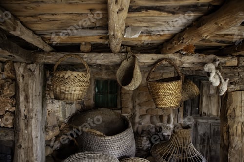 Preview: Old Wicker Baskets, Detail Of Transport Containers