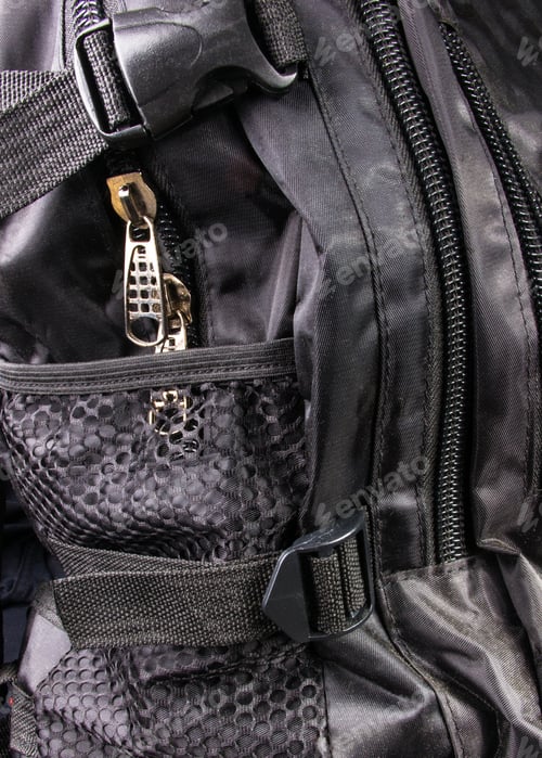 Preview: Closeup Of A Pockets In The Black Backpack