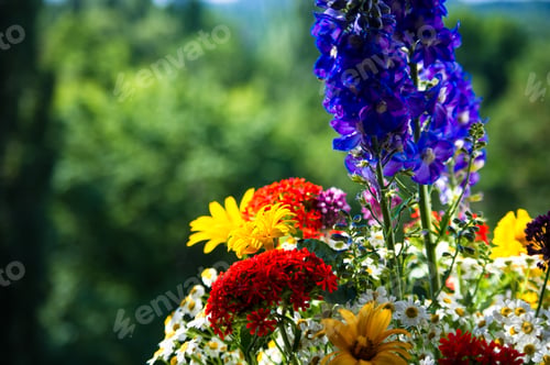 Preview: A Bouquet Of Bright Spring Flowers Of Various Types