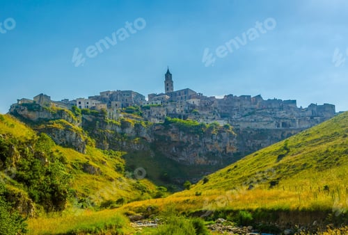 Preview: Italian City Matera Surrounded By Pristine Nature Full Of Hill And Valleys Beneath Them