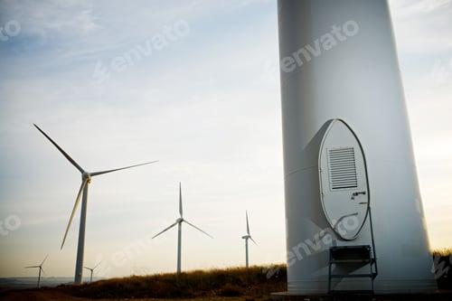Preview: Windmills For Electric Power Production At Sunset, Pozuelo De Aragon, Zaragoza, Aragon, Spain
