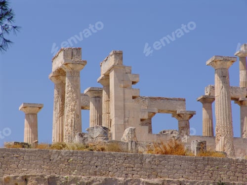 Preview: Photo From Iconic Temple Of Afaia In Island Of Aigina, Saronic Gulf, Greece