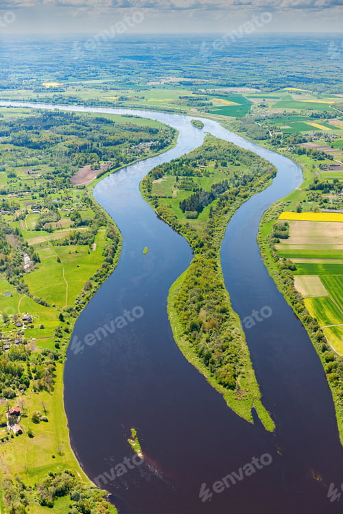 Preview: Aerial View Over The River Daugava (Latvia)