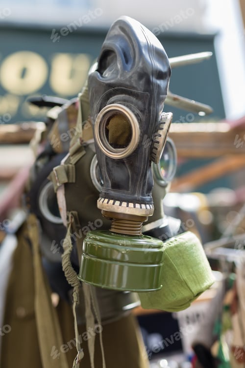 Preview: Vintage Latex Gas Mask In Use Since The Second World War.