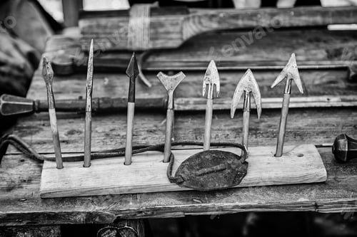 Preview: Medieval Arrowheads, Detail Of An Ancient Weapons Of War And Destruction