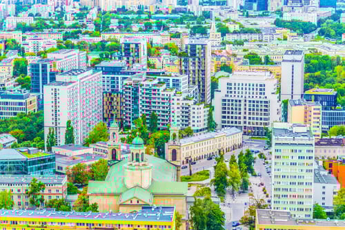 Preview: Aerial View Of The Center Of Warsaw With The All Saints Church Viewed From The Palace Of Culture