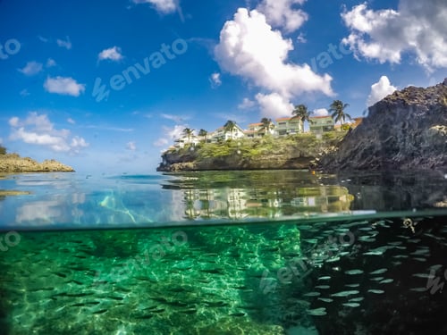 Preview: Lagun - Half And Half Views Underwater On The Caribbean Of Curacao