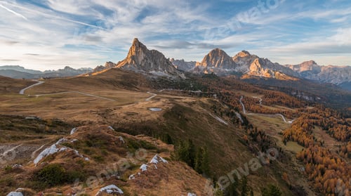 Preview: Autumn In The Dolomites Mountains At Passo Giau.