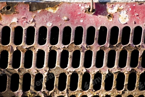 Preview: Round, Rusty Metallic Lattice With Peeled Paint - Texture And Background