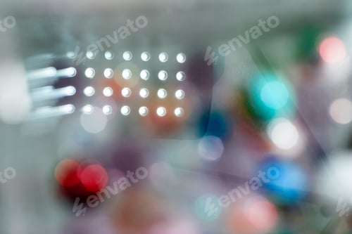 Preview: Abstract Underwater Composition With Colorful Glass Balls, Water And Led Lights Reflected In