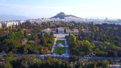 Preview: Spring 2016: Aerial Birds Eye View Photo Taken By Drone Of Iconic Zappeion Hall And Lycabettus Hill