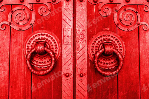 Preview: Detail Of An Old Wooden Door, Detail Of A Door Knocker