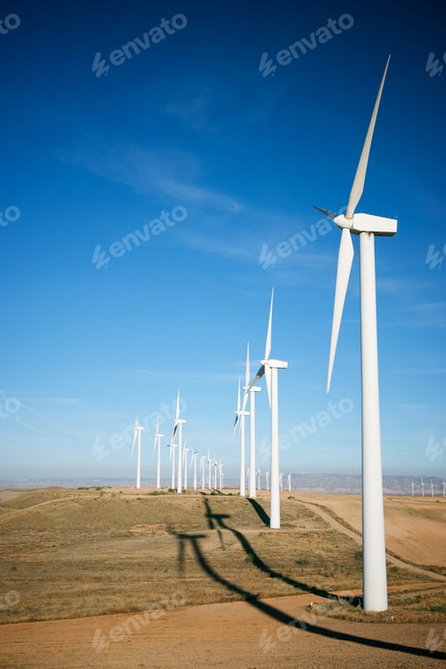 Preview: Wind Turbines For Electric Power Production, Zaragoza Province, Aragon In Spain.