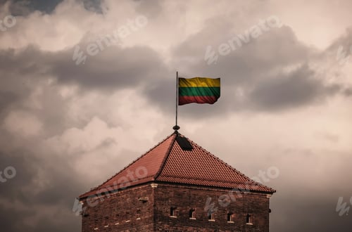 Preview: Flag With Original Proportions. Closeup Of Grunge Flag Of Lithuania