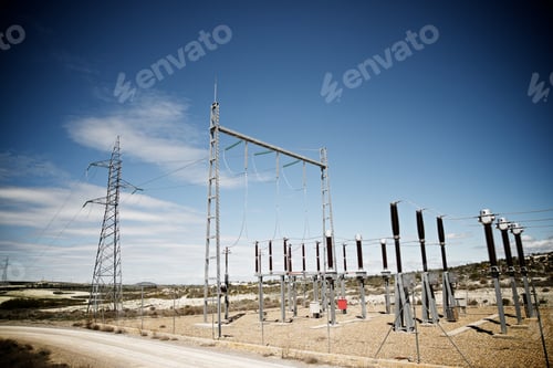 Preview: Closeup Of An Electrical Substation, Zaragoza Province, Aragon, Spain.
