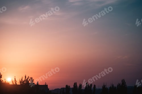 Preview: Landscape With Dramatic Light - Beautiful Golden Sunset With Saturated Sky And Clouds.