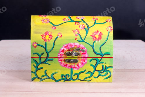 Preview: Painted, Wooden Small Box For Multiple Purposes