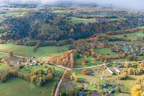 Preview: Aerial View Over The Colorful Lanscape In Autumn