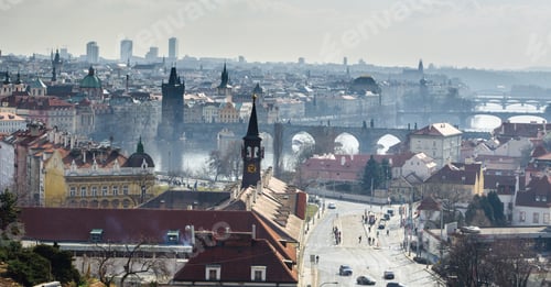 Preview: Aerial View Of Prague, Which Gets Dark And Depressive Athmosphere.