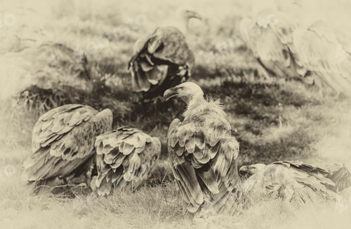 Preview: European Griffon Vultures (Gyps Fulvus Fulvus) Eating Meat