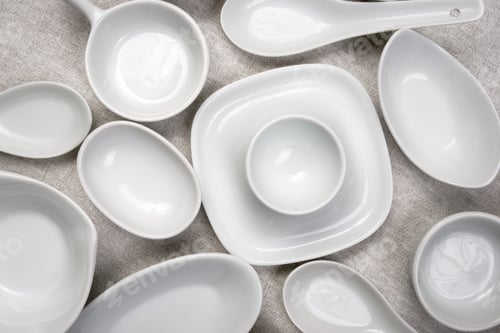 Preview: Small White Spoons On A White Tablecloth