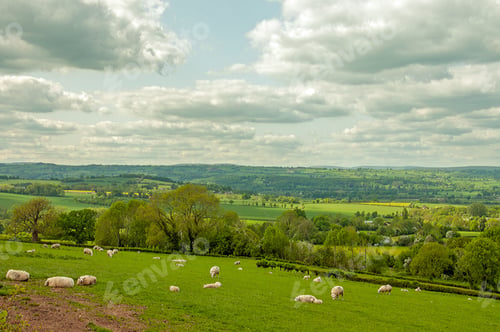 Preview: British Landscape Near Hay On Wye On The Border Of England And Wales.