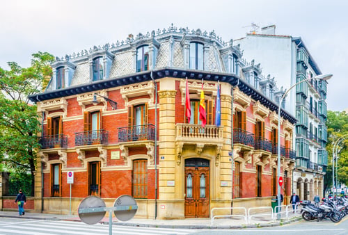 Preview: Colorful Houses On A Street In Pamplona, Spain
