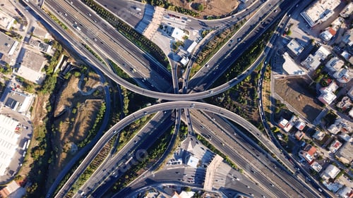 Preview: Aerial Drone Photo Of Urban Elevated Toll Road Junction And Interchange Overpass In National Road