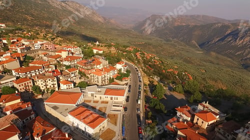 Preview: Aerial Bird'S Eye Photo Taken By Drone Of Picturesque Village Of Arachova, Voiotia, Greece
