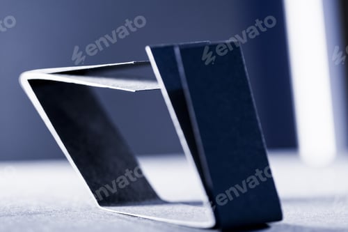 Preview: Dark Blue Paper Shapes And Shadows With Paper Background