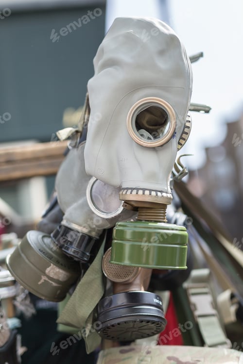 Preview: Vintage Latex Gas Mask In Use Since The Second World War.