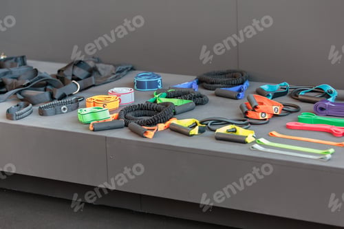 Preview: Various Kinds Of Ropes And Elastics: Fitness And Gym Equipment.