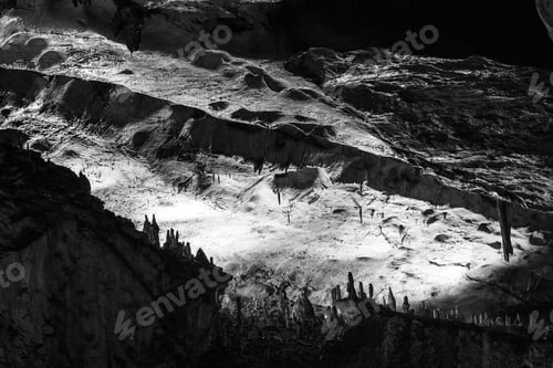 Preview: Scene From The Amazing Bulgarian Cave Magura. Black And White Photography
