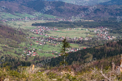 Preview: View Of Polish Town Sopotnia From Beskids Mountain, Pilsko Range, Beskid Zywiecki, Poland