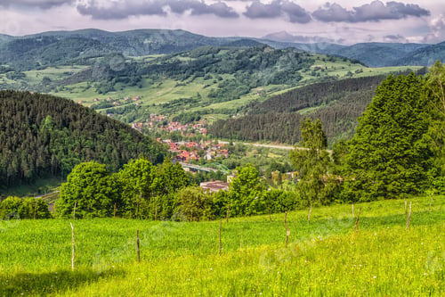 Preview: View Of Polish Town Piwniczna Zdroj From Beskidy Mountains (Beskid Sadecki). Beskid Sadecki Is A