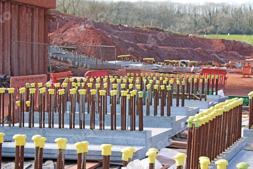 Preview: Reinforcing Steel Bar Bridge Sections On A Road Construction Site