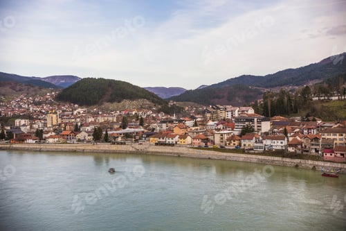 Preview: Visegrad Town Aerial View, Republic Of Serbia, Bosnia And Herzegovina