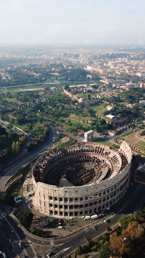 Preview: Rome, Roman Forum / Italy - 15 November 2018: Aerial Drone View Of Iconic And Beautiful Ancient