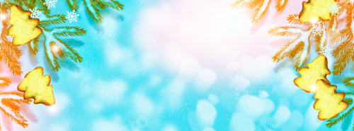Preview: The Branches Of The Snow Covered Christmas Tree. Nature. Greeting Card