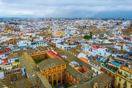 Preview: Aerial View Of The Spanish City Sevilla Taken From Top Of The La Giralda Tower