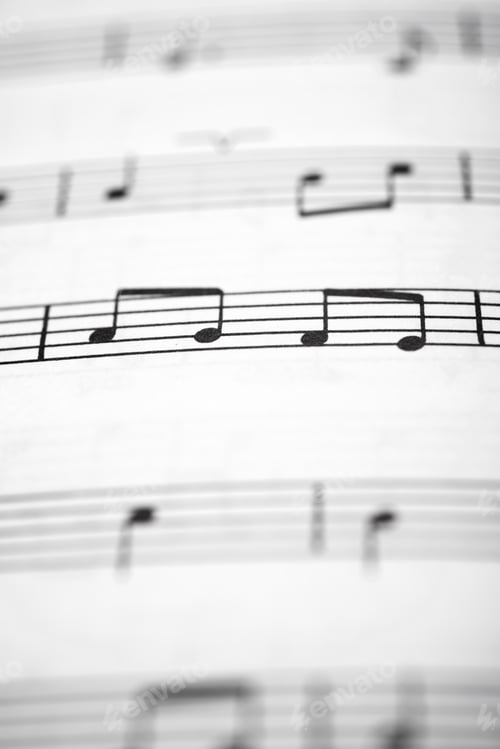 Visualização: Close-Up de uma partitura musical.