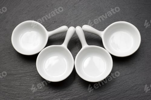 Preview: Four Small White Spoons On A Table Slate