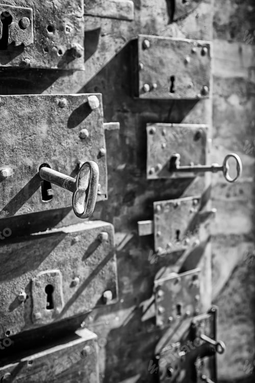 Preview: Antique Locks, Detail Of Different Types Of Antique Locks, Protection