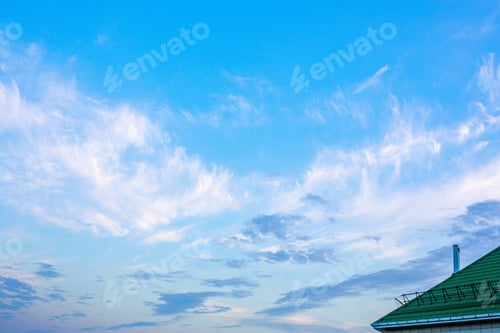 Preview: Beautiful Sky At Sunset With Light Cirrus Cloud In The Form Of Angel Wings